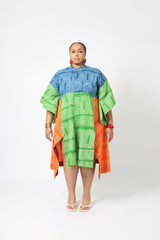 TEAL AND LEMON MULTICOLOURED SHIRT DRESS