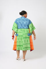 TEAL AND LEMON MULTICOLOURED SHIRT DRESS