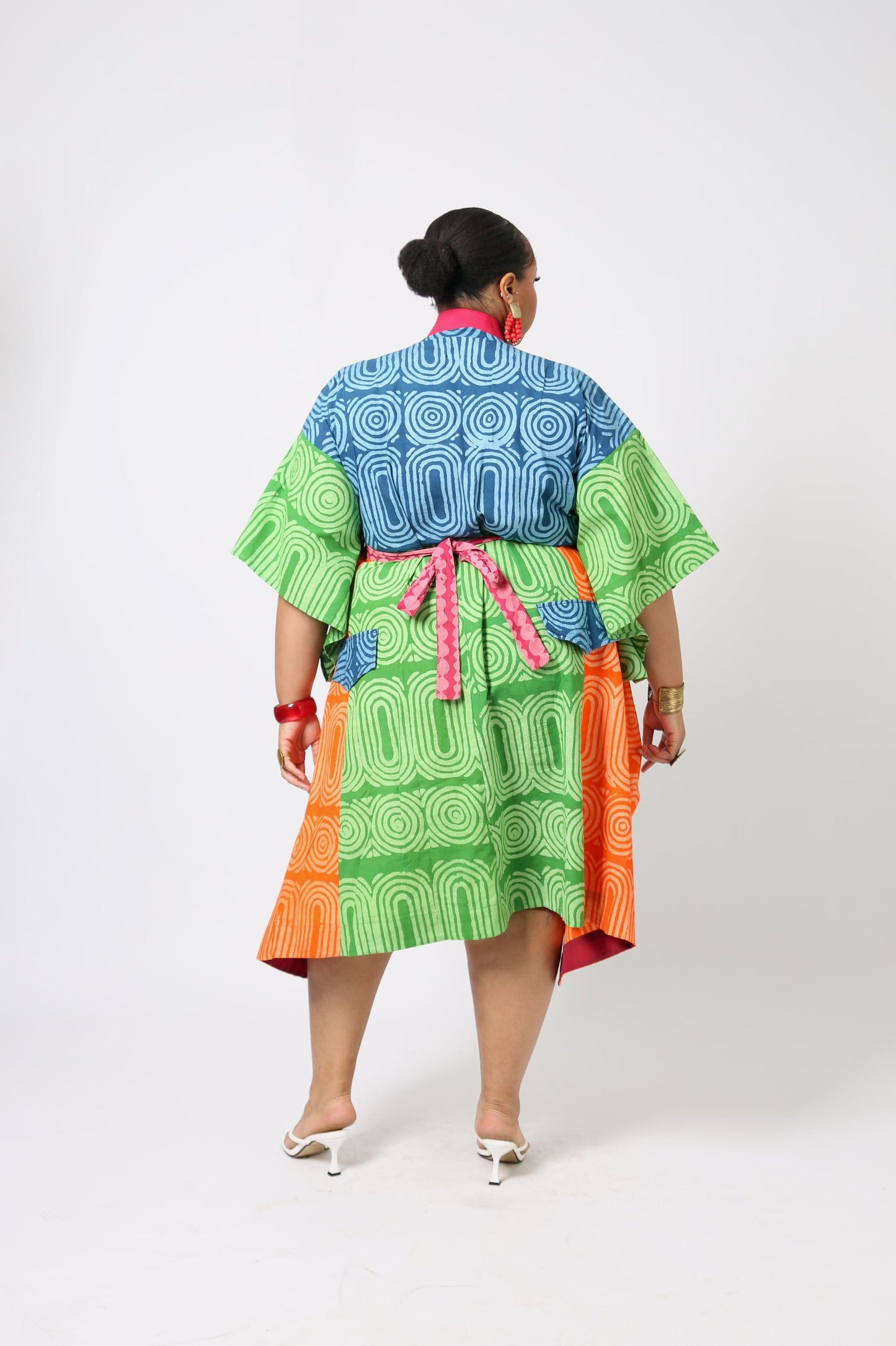 TEAL AND LEMON MULTICOLOURED SHIRT DRESS