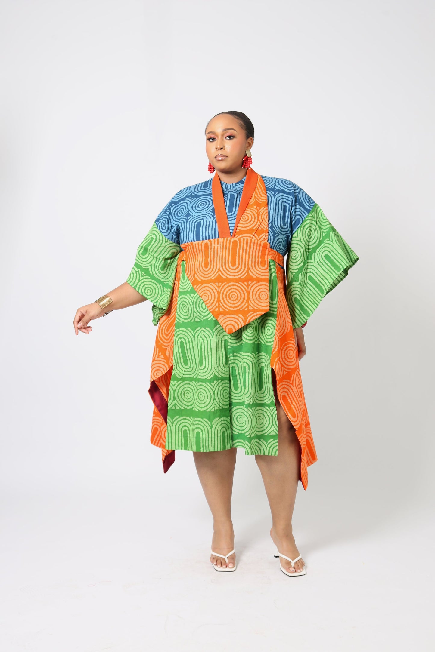 TEAL AND LEMON MULTICOLOURED SHIRT DRESS