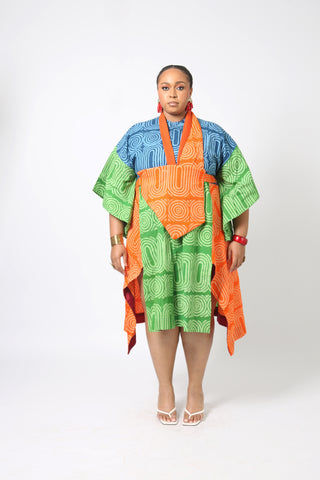 TEAL AND LEMON MULTICOLOURED SHIRT DRESS