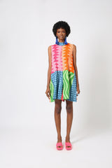 PINK AND TANGERINE MULTICOLOURED PLAYSUIT