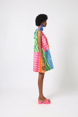 PINK AND TANGERINE MULTICOLOURED PLAYSUIT