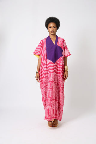 PINK AND PINK MULTIPRINT AGBADA WITH ASO OKE