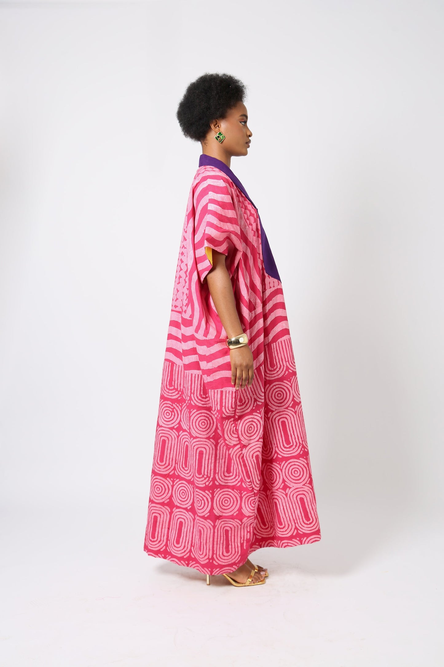 PINK AND PINK MULTIPRINT AGBADA WITH ASO OKE