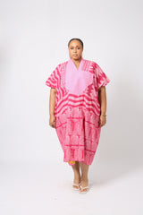 PINK AND PINK MULTIPRINT AGBADA WITH ASO OKE