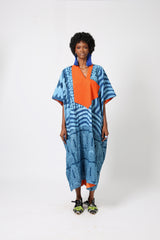 TEAL AND LIGHT TEAL MULTIPRINT AGBADA WITH ASO OKE