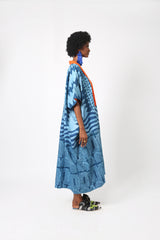 TEAL AND LIGHT TEAL MULTIPRINT AGBADA WITH ASO OKE