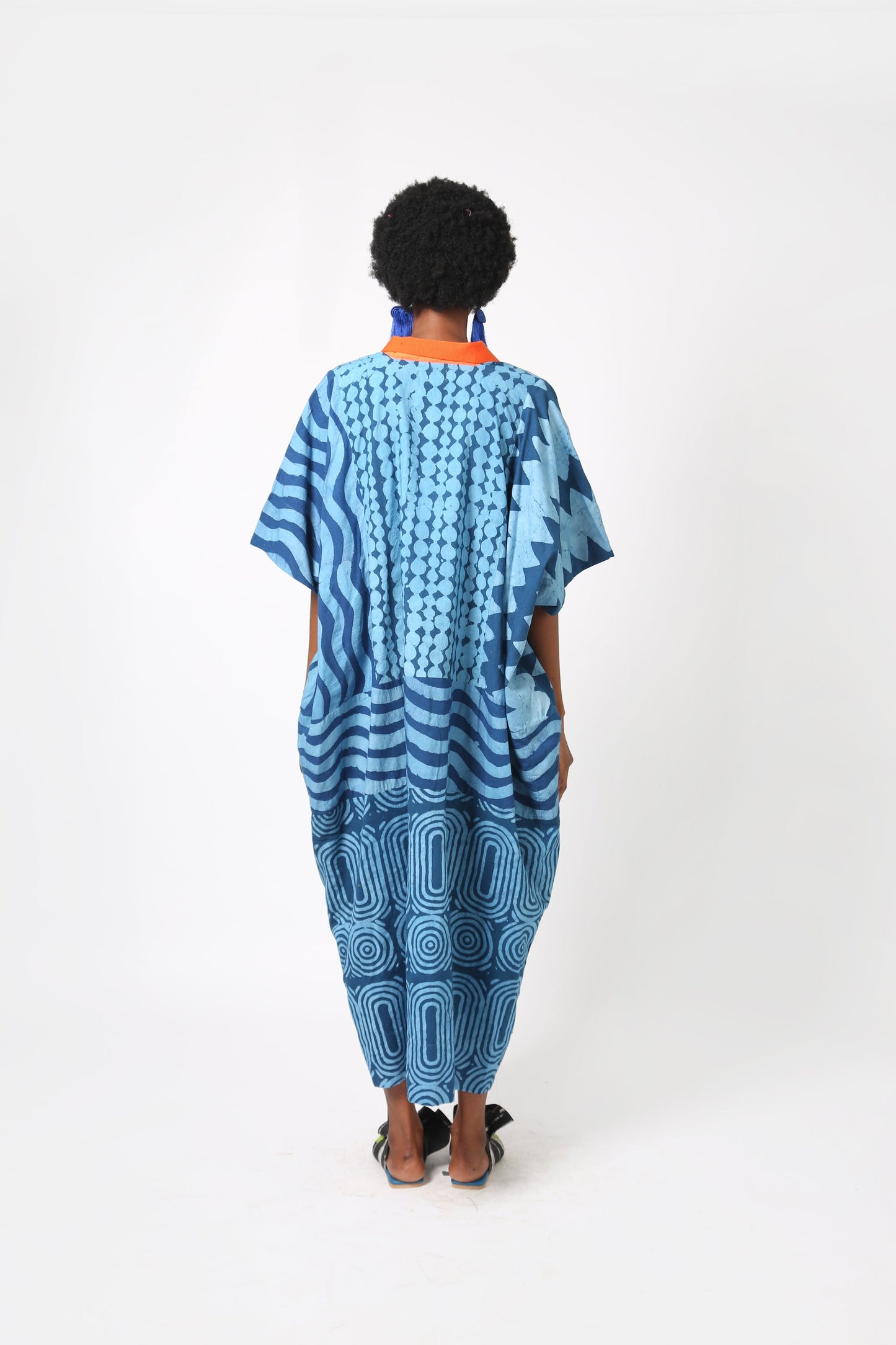 TEAL AND LIGHT TEAL MULTIPRINT AGBADA WITH ASO OKE