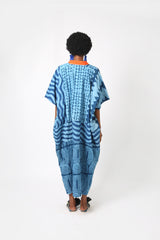 TEAL AND LIGHT TEAL MULTIPRINT AGBADA WITH ASO OKE