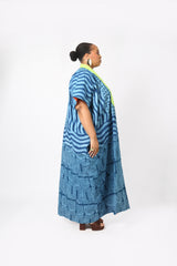 TEAL AND LIGHT TEAL MULTIPRINT AGBADA WITH ASO OKE