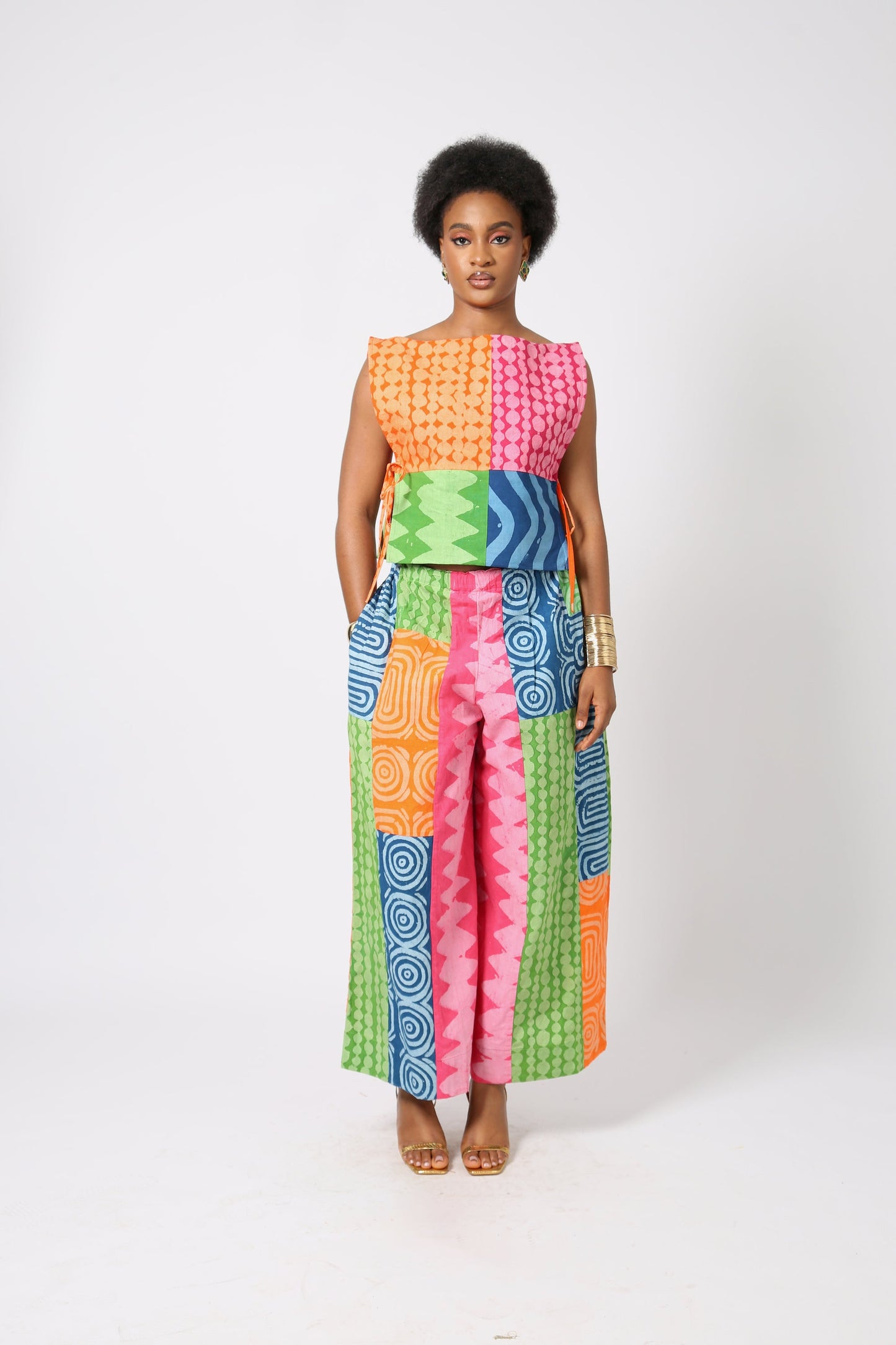 ORANGE AND PINK MULTICOLOURED PATCH CULOTTES