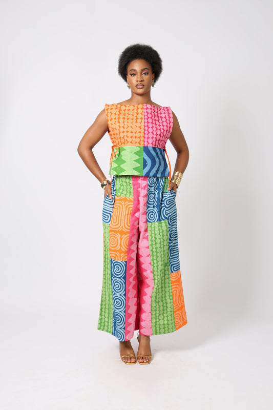 ORANGE AND PINK MULTICOLOURED VEST