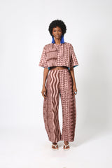 ONI BROWN AND LIGHT BROWN MULTIPRINT BARREL PANT