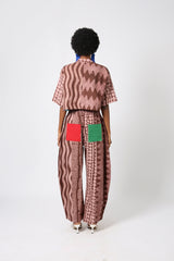 ONI BROWN AND LIGHT BROWN MULTIPRINT BARREL PANT