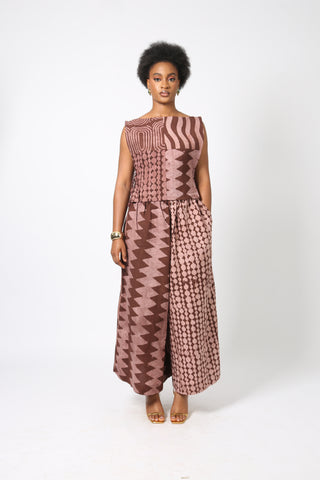 ONI BROWN AND LIGHT BROWN MULTIPRINT CULOTTES