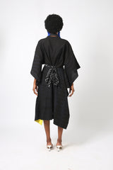 BLACK MULTIPRINT SHIRT DRESS