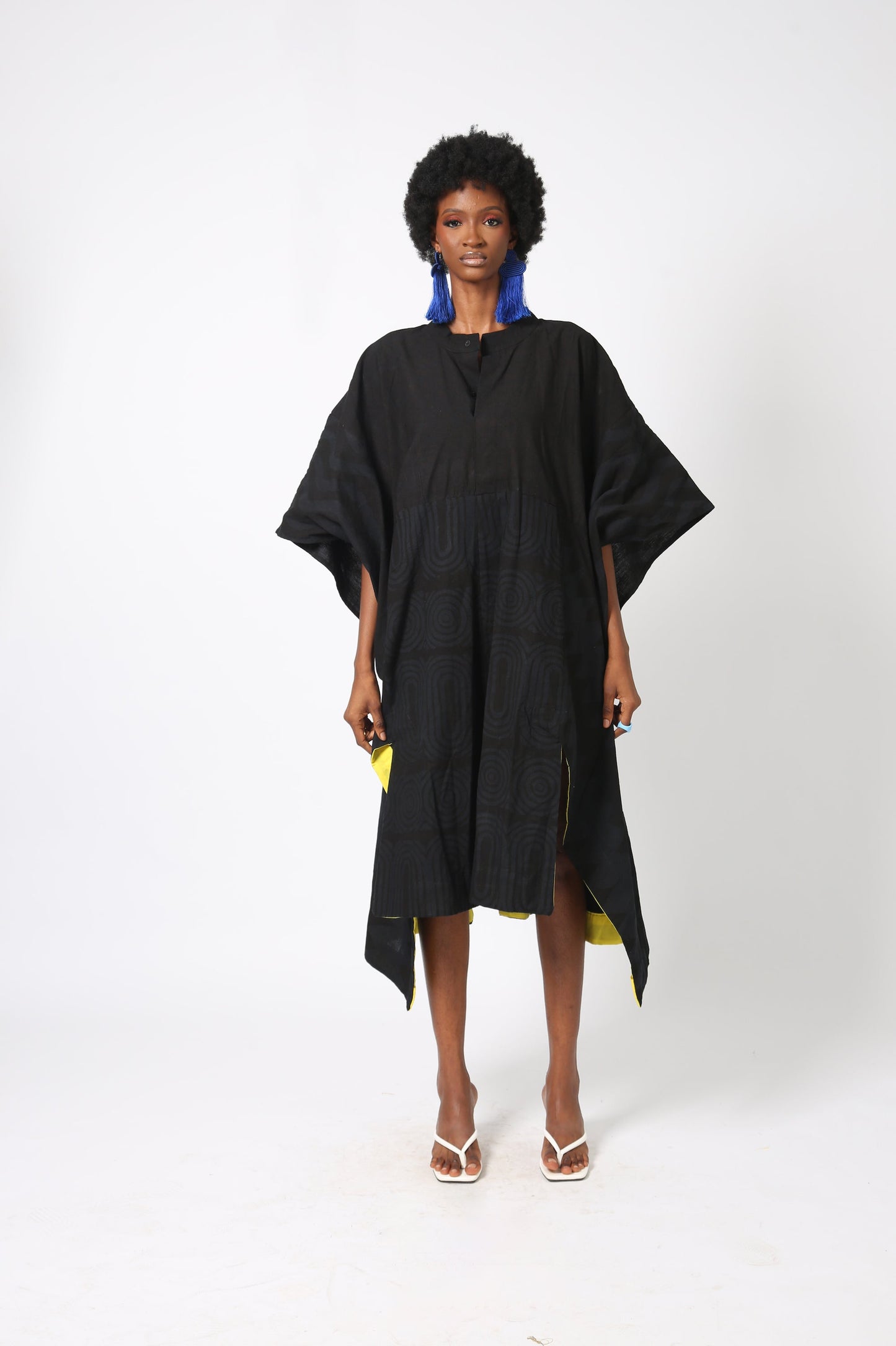 BLACK MULTIPRINT SHIRT DRESS