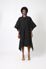 BLACK MULTIPRINT SHIRT DRESS