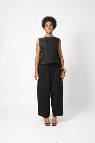 BLACK MULTIPRINT CULOTTES