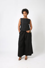 BLACK MULTIPRINT CULOTTES