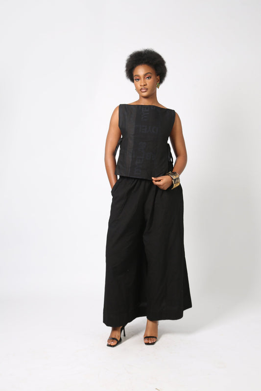 BLACK MULTIPRINT CULOTTES