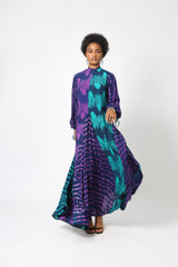 TEAL AND PINK MULTIPRINT SLIP DRESS