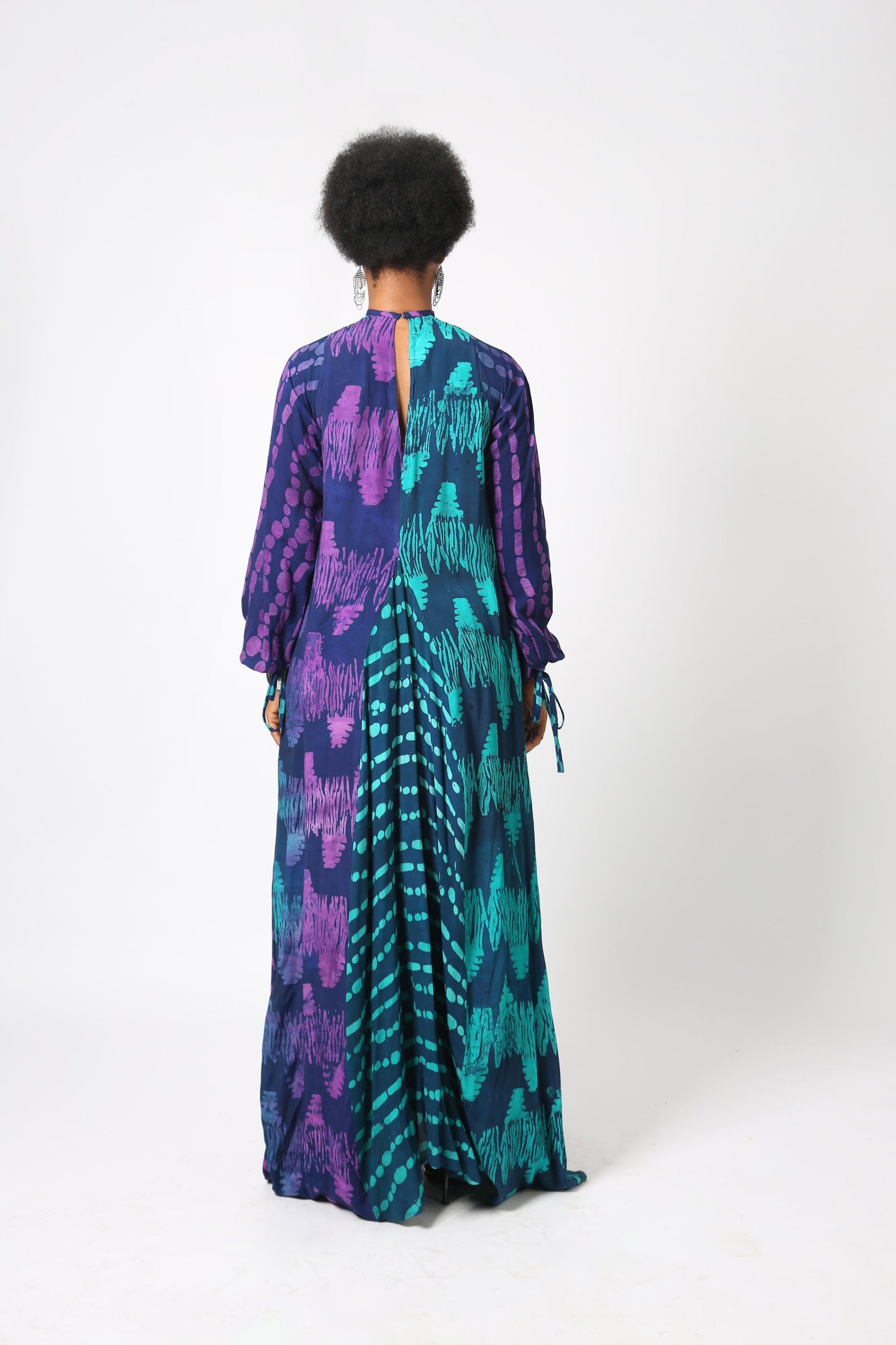 TEAL AND PINK MULTIPRINT SLIP DRESS