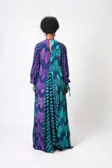 TEAL AND PINK MULTIPRINT SLIP DRESS