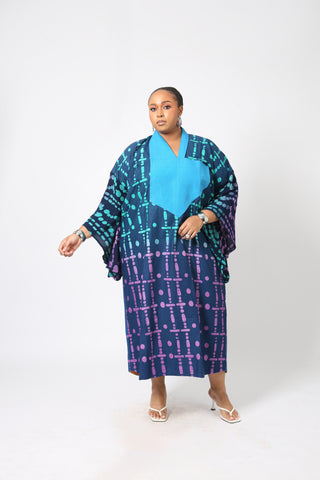 TEAL AND PINK KAFTAN WITH TURQUOISE BLUE ASO OKE