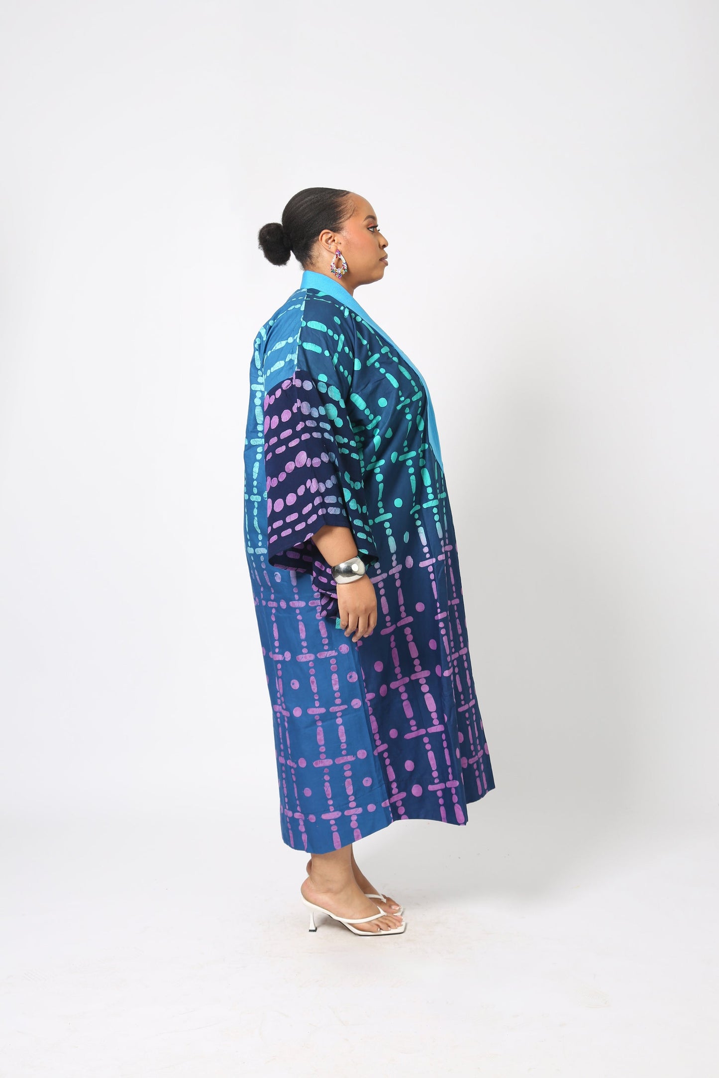 TEAL AND PINK KAFTAN WITH TURQUOISE BLUE ASO OKE