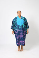 TEAL AND PINK KAFTAN WITH TURQUOISE BLUE ASO OKE