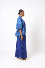 BLUE MULTIPRINT CHIFFON PANT