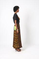 YELLOW AND BROWN CHIFFON PANT