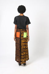 YELLOW AND BROWN CHIFFON PANT