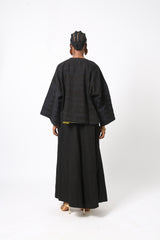 BLACK MULTIPRINT BUBA SHIRT