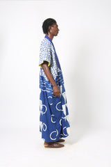 BLUE MULTIPRINT AGBADA WITH ASO OKE