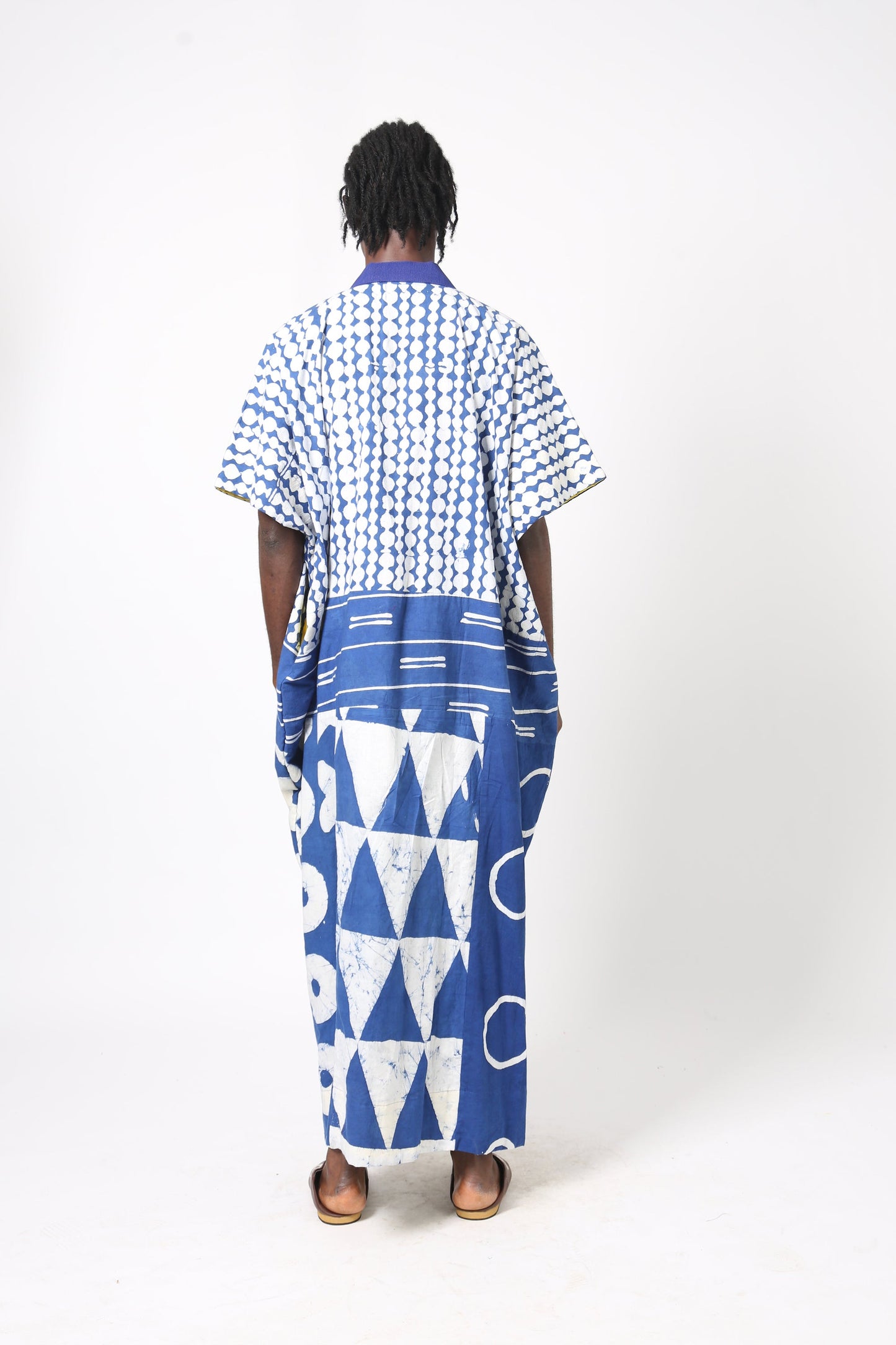 BLUE MULTIPRINT AGBADA WITH ASO OKE