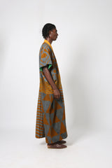GREY AND YELLOW AGBADA WITH YELLOW ASO OKE