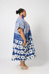 BLUE MULTIPRINT AGBADA WITH ASO OKE