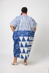 BLUE MULTIPRINT AGBADA WITH ASO OKE