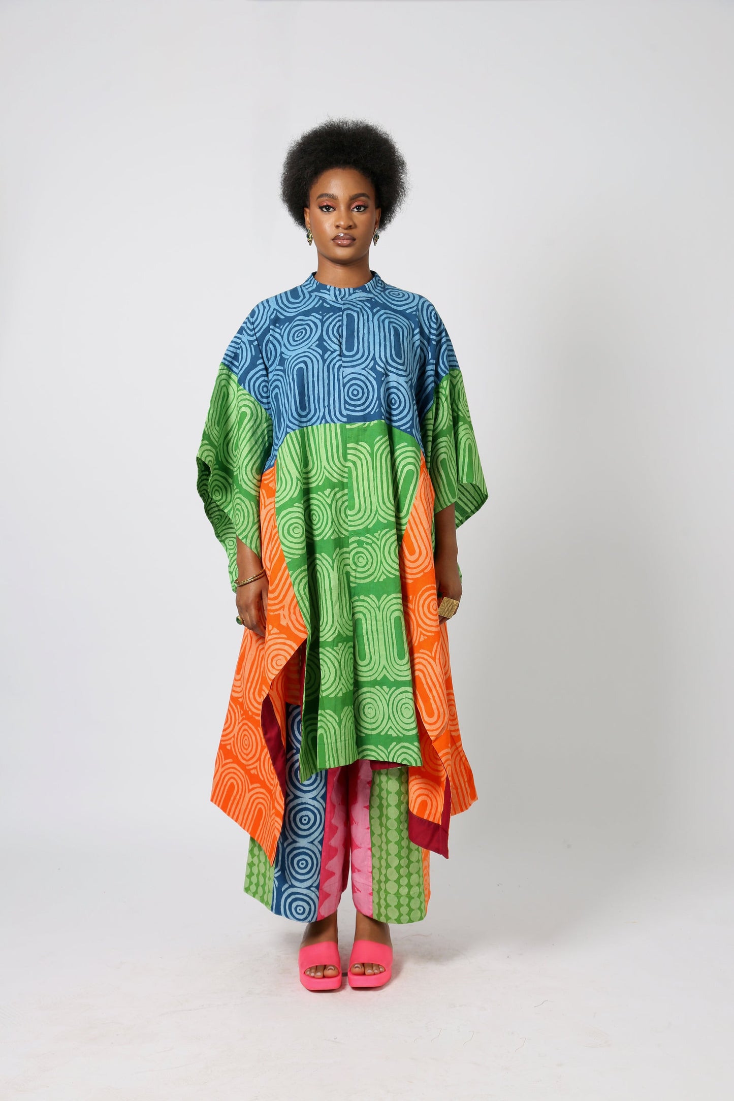 TEAL AND LEMON MULTICOLOURED SHIRT DRESS