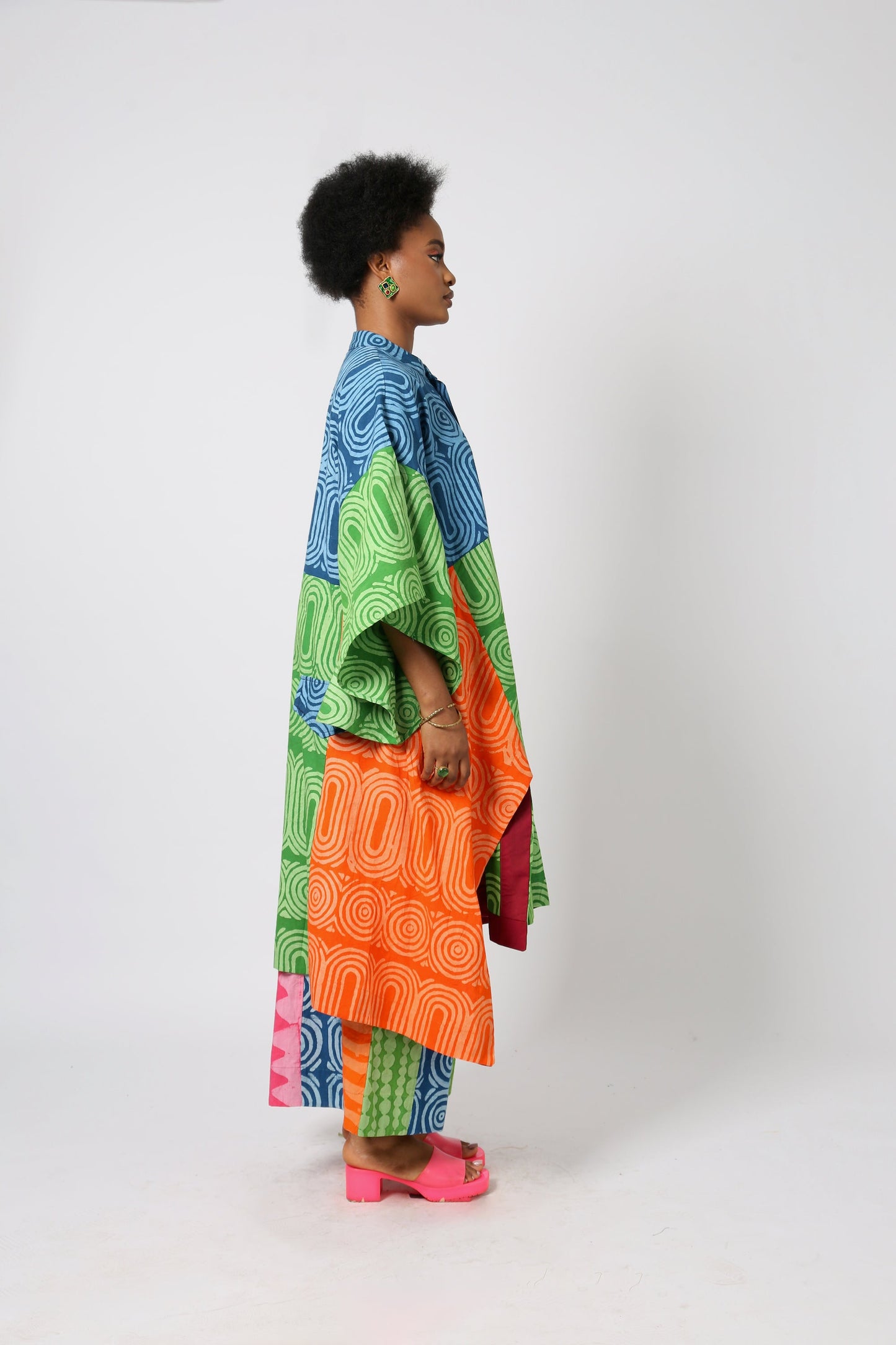 TEAL AND LEMON MULTICOLOURED SHIRT DRESS