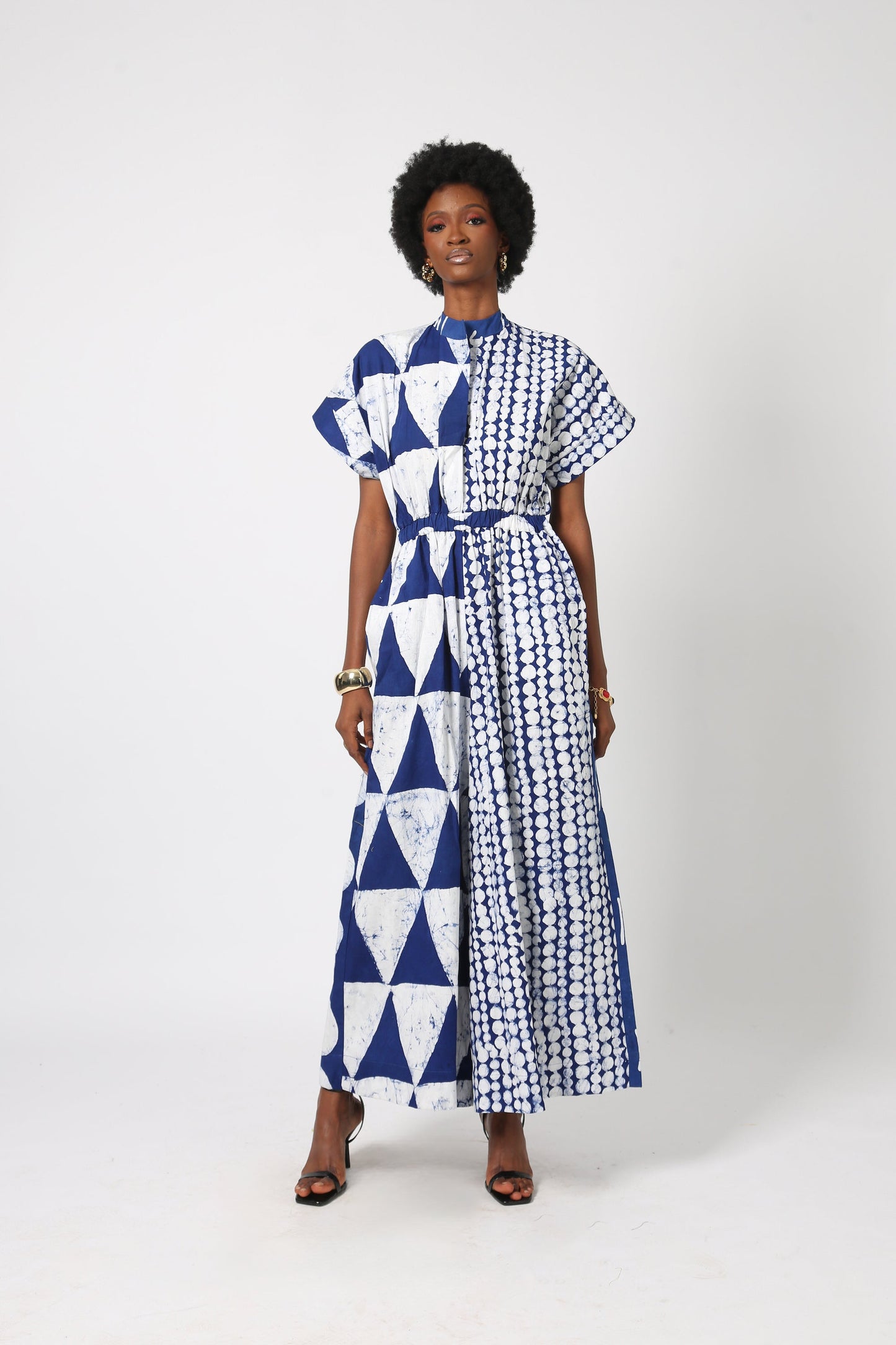 BLUE AND WHITE MULTIPRINT BUBA JUMPSUIT