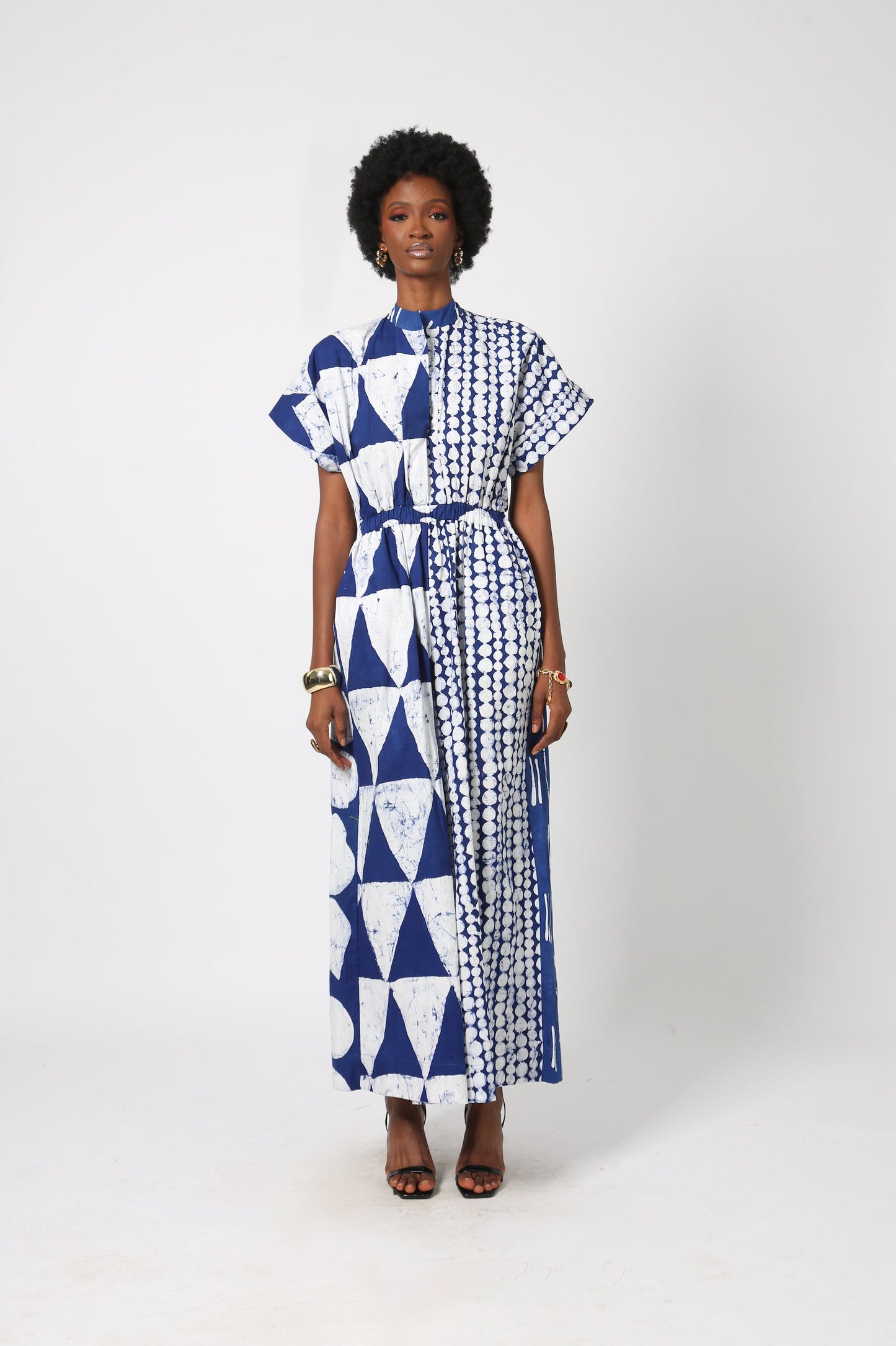 BLUE AND WHITE MULTIPRINT BUBA JUMPSUIT