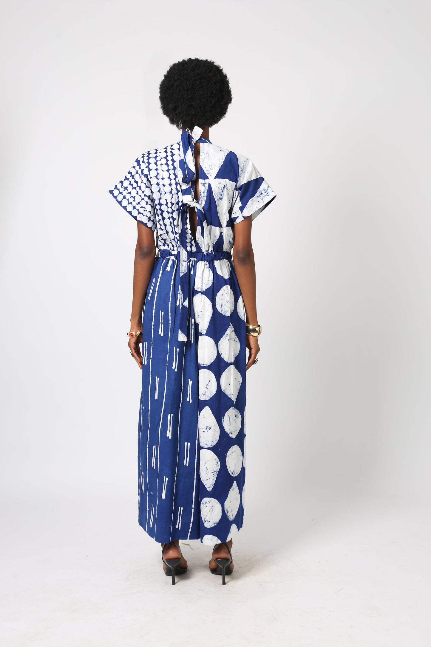 BLUE AND WHITE MULTIPRINT BUBA JUMPSUIT