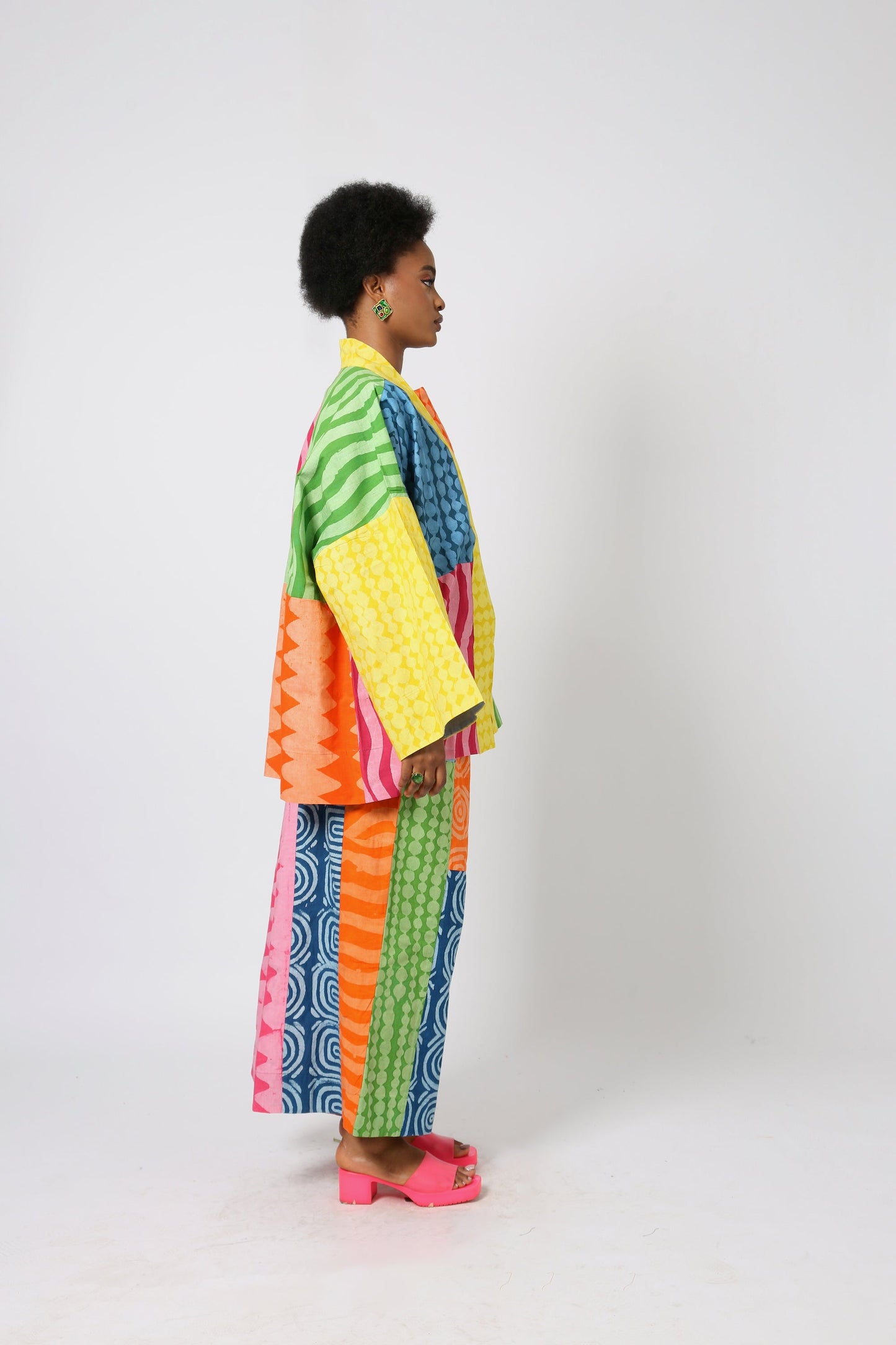 TEAL AND PEACH MULTICOLOURED KIMONO JACKET