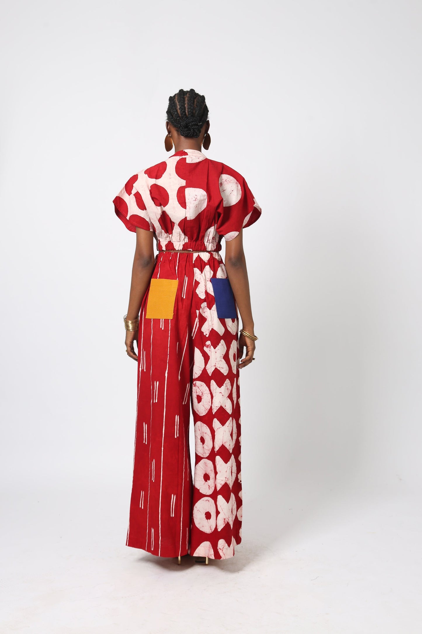 RED AND WHITE MULTIPRINT CROP TOP