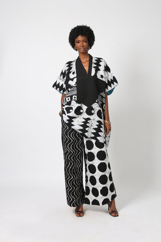 BLACK AND WHITE WIDE LEG PANT