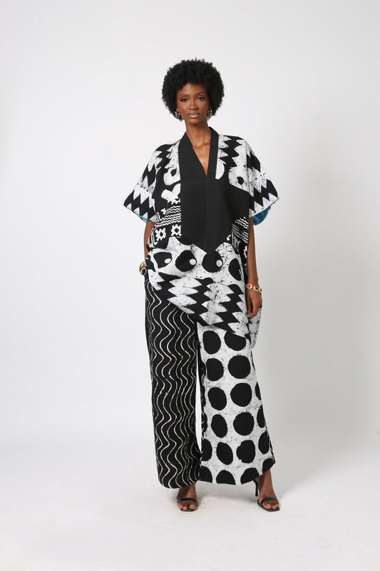 BLACK AND WHITE MULTIPRINT CULOTTES